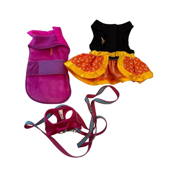 Wicked Sweet Dog Dress & Pink Mesh Dog Vest Harness With Leash Set and rain coat - Picture 2 of 2